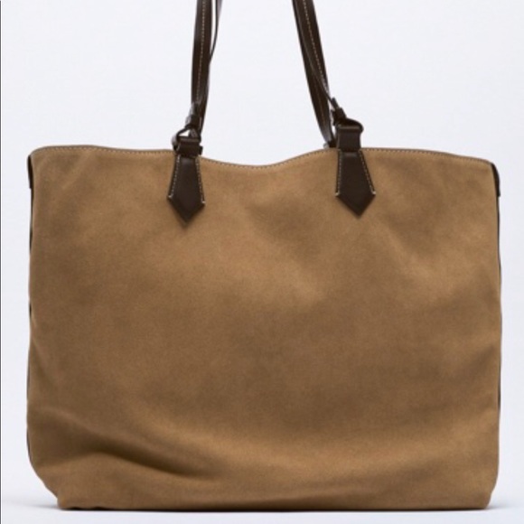 Zara NWT Reversible Split Leather Tote bag - Picture 9 of 11